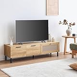 VENTOTA テレビボード 140cm幅 テレビ台 TVボード TV台 ローボード リビング 棚 木製 木目調 ラタン調 ナチュラル 北欧 モダン ロータイプ Hemi-na