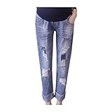 Cozy Maker（C&M）マタニティ パンツ ズボン デニム ジーンズ 産前産後 9分丈 レディース 妊婦 ポケット付き 楽チン カジュアル 大きいサイズ おしゃれ (M, ブルー)