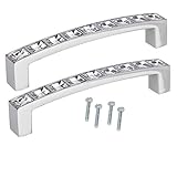 2個のポストモダンヨーロッパスタイルのクリスタルラインストーンステンレス鋼のドアキャビネット引き出しキッチンの棚の家具のためのハンドルを引っ張る (128mm)