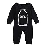 Plus Nao(プラスナオ) カバーオール ロンパース 長袖 ベビー キッズ ベビーウエア 新生児 プリント イラスト カジュアル シンプル 60 70 80 ブラック 100cm