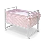 Cambrass 56 x 90 x 73 cm Wooden Bedside Crib Next with Fabrics Collection Ter (Pink/ White Spotted) 