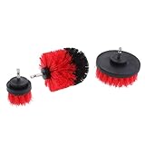 F Fityle 清掃ブラシ　電動ドリルブラシ　1/4インチ　タイル 浴漕 グラウト　清掃ブラシ　スクラブブラシ　全5色選択 - 赤