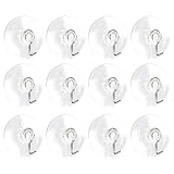 吸盤フックセット – 12のパックClear Heavy DutyシリコンプラスチックHangers forキッチン、バスルーム、シャワー、ウィンドウ、と壁、1 – 1 /2インチ直径