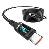 aceyoon USB Type C ケーブル PD240W Type C ケーブル 2M 急速充電 ナイロン編み タイプC充電コード LEDディスプレイ付き MacBook For iPhone 17/16/15シリーズ For Huawei For Xiaomi Androidなど対応 ブラックUSB Type C cable