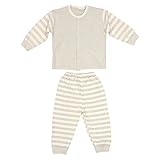 domybest ベビー服　肌着　長袖トップスとロングパンツ上下二点セッド　赤ちゃん　前開き　着替え簡単　コットン素材　パジャマ　ルームウェア　普段着　春夏秋　2色 (66, グリーン)