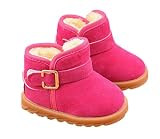 (インポートストアMK) 子供 あったか ムートン ブーツ ボア 防寒 保温 マジックテープ キッズ ベビー (ピンク 14㎝)