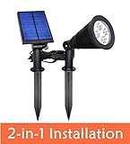 [New Upgraded Version]YINGHAO Solar Powered LED Spot Light 2 in 1 Installation IP44 Waterproof Separ