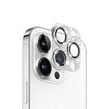 AnnTec iPhone 15 pro/iPhone 15 pro max 用 カメラフィルム レンズカバー カメラ保護 ラインストーン【アルミ合金縁取り+強化ガラス】 iPhone 15 pro/iPhone 15 pro max 対応 レンズ全体保護 露出オーバー防止 キラキラ レンズ保護フィルム 携帯電話の装飾 貼り付け簡単 高透過率 【シルバー】