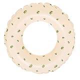 DINETTE 浮き輪 フロート 海水浴 水遊び プール 丸型 (透明花柄 ブルー 持ち手付き, 90＃)