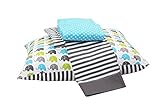 Bacati Little Sailor 3 Piece Toddler Bedding Set, Aqua/Lime/Grey