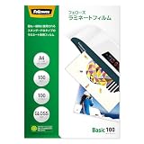 フェローズ ラミネートフィルム A4 100枚 100ミクロン 反りにくい 3層構造(PET/PE/EVA) 高品質 プロ仕様 パウチフィルム Fellowes FE-5847701AM