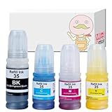 【エコッテ】 Canon (キヤノン/キャノン)用 GI-35 互換インクボトル 顔料 4色セット ブラック (黒) シアン マゼンタ イエロー ギガタンク搭載 ギガタンク GX2030 (GX2000) GX1030 (GX1000)