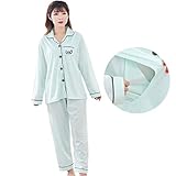 Twinkle goods (ツインクルグッズ) 授乳服 襟付き パジャマ ルームウエア 上下 授乳口付き 春 夏 秋 マタニティ 産前・産後 長く使える ライトグリーン XL