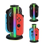 Switch Joy-Con2充電スタンドNintendo Switch2 Joy-Con2 /Switch有機ELモデルJoy-Con/SwitchJoy-Con三世代対応 磁気充電＆スライド式充電 充電状態LEDインジケーターを搭載 ムード灯付き充電ドック