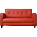 アビライト 大川家具 シンプルスタイル 2人掛け レザーソファ レッド SKT-0002