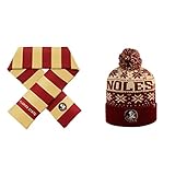 NCAA Florida State Seminoles Striped Rugby Scarf and subarticビーニー帽子2パックバンドル