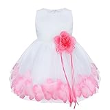 （イーエフイー）EFE ベビー　フォーマルドレス　子供ワンピース　大きい花|花弁飾り|3層スカート　結婚式|入園式　7色　60/65/70/75/80 ピンク 75