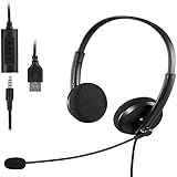 【2021最新版】ノイズキャンセリング ヘッドフォン ヘッドセット マイク 3.5mm QD + USB接続用コード 高音質 軽量 通話 ビ