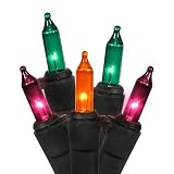Set of 100 Purple, Orange and Green Mini Icicle Halloween or Christmas Lights - Black Wire [並行輸入品]