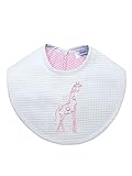 Jacaranda Living Waffle Weave Bib Pink Dot Giraffe, 11 x 9.5 x 0.5, White by Jacaranda Living