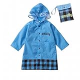 【Grandir】 キッズ 子供用 レインコート レインウェア レインポンチョ かっぱ 専用ポーチ付き 全3色 (M, ブルー)