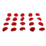 SunniMix 現実的　綺麗　ミニチュア　シルク菊花頭　人工造花　結婚式　パーティー　美しい　装飾　約20個　全８色 - 赤