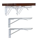 JPREENS 2本セッ 棚受け金具 L字型 ブラケット 折りたたみ アイアン 金具 ホワイ 耐荷重60kg