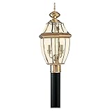 Sea Gull Lighting 8229-02 Outdoor Post Mount with Clear Beveled?Glass Shades, Polished Brass Finish 