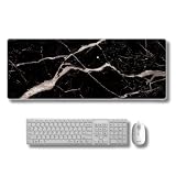 All Trust マウスパッド 大型 デスクマット 白 大型マウスパッド ゲーミングデスクマット 大理石 800x300x2mm (ブラック)