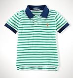 Ralph Lauren（ラルフ ローレン） ボーダー  コットン　ポロシャツ 半袖（水色・オレンジ色・紺色・緑色）【月齢：1歳-2歳】（並行輸入品） (24M（2歳）, 緑色)