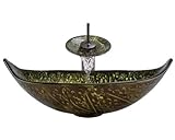 Aurora Sinks A33-ORB-G Bathroom Ensemble with Grid Drain, Foil Undertone Glass Vessel, Sink, Ring an