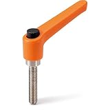 NBK 機械要素部品 プラクランプレバー(おねじ)操作ボタンつき LEMS-3-6-OR-CBK (オレンジ)