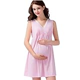 ギフトポケットレディースマタニティ膝丈ドレスノースリーブスリム授乳ドレス US サイズ: (US)10-(CN)XXL: chest: 39.4"-46.5" カラー: ピンク