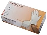 Medline MG1206 MediGuard Non-Sterile Powdered Latex Exam Gloves, 9 Length, Large, Beige (Pack of 100