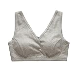 (Pink17°)マタニティ授乳ブラ ハーフトップ　授乳に便利なクロスオープン　綿　ドット柄　マタニティブラ　下着107 (XL, グレー)