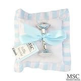 Mainstreet Collection Blue and White Baby Boy Pillow and Rattle Keepsake Set by Mainstreet Collectio