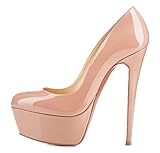 Katypenyハイヒール　パンプス　ピンヒール　ラウンドトゥ　プラットフォーム　フォーマル　パーティー　リクルート　ベージュ23.0cm