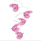 Ladybug Mobile Green Pink Shimmer Nylon Mesh Ladybugs Mobiles Decorations Decorate Baby Nursery Bedr