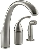 KOHLER K-10430-BN Forte Single Control Remote Valve Kitchen Sink Faucet with Sidespray and Lever Han