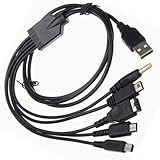 HUIKKJP 5 in 1 USB 3ds 充電器 1.2m ニンテンドー マルチゲームUSB充電ケーブル New 3DS, 3DS, 2DS, DSi, GBA SP, Wii U, PSP 1000/2000/3000に対応充電ケーブル ブラック