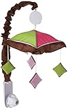 GEENNY Musical Mobile For Boutique Pink Brown Diamond 13 PCS Crib Bedding Set by GEENNY