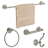 Dynasty Hardware 7500-SN-4PC Bel-Air Series Bathroom Hardware Set, Satin Nickel, 4-Piece Set, With 2