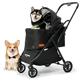 【ヨーロッパEN1888規格に適合】PETTENA ペットカート 小型犬 中型犬 犬カート ワンタッチ自動折り畳み 20KG耐荷重 軽量でコンパクト 自立可能 外出便利 安定性最高 犬用バギー 猫 広い空間 三つ通気窓 快適性アップ 犬用ベビーカー お出かけ 散歩 介護用 最大18か月保証期間NEWTON (ニュートン) black