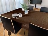 【cloth shop 布や】 テーブルクロス 撥水 長方形 4人がけ (ブラウン[麻風] 約120cm x 140cm [1枚入り])