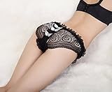 レディース ショーツ 女性 パンツ 下着 レースの透け感 花柄 セクシー 誘惑感 蝶結び (ブラック)