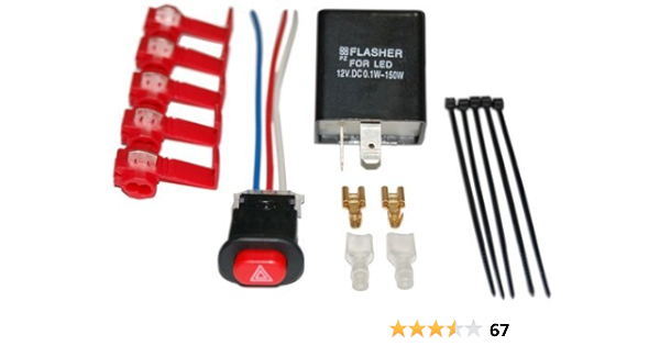 Amazon Areyss バイク用 ハザードキット 汎用取付セット バルブ Led対応 接続配線図セット品 バイク電装用スイッチ 配線パーツ 車 バイク