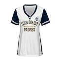 MLB San Diego Padresレディースチーム名Rugged Competitor Pull Overカラーブロックジャージー、M、ホワイト/ Athletic Navy