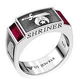 メンズ8 mm 0.925スターリングシルバーシミュレートRubyフリーメイソンリングバンドShriner、サイズ8 to 14