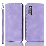 Ｈａｖａｙａ 対応 Galaxy A41 ケース ギャラクシーa41 ケース au SCV48 スマホケース SC-41A docomo 手帳型 ストラップ UQmobile カバー 耐衝撃 ドコモ サムスン カード収納 SoftBank レザー スエードの質感-パープル