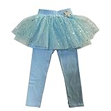 WIN フリル 子供 用 スカッツ 清楚 な 女の子 に ぴったり スカート 付 レギンス 「子供服 女の子/キッズ/子ども/子供/レギンス付きスカート/チュールスカート/ (120cm, ブルー)